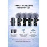Coverzone Kablosuz Yaka Mikrofonu 4 Mikrofon Seti Gürültü Azaltmalı Lavalier Telefon Uyumlu T90
