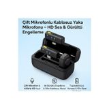 Coverzone Kablosuz Yaka Mikrofonu D07 - Çiftli, 48Khz Hd Ses, Aı Gürültü Engelleme, 50M Çekim, Şarj Kutusu