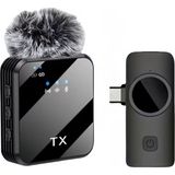 Coverzone Kablosuz Yaka Mikrofonu Tekli Mikrofon iPhone 16 ile Uyumlu TYPE-C Portlu Telefon PC Tablet Video Kayıt Röportaj Canlı Yayın Vlog Kablosuz Mikrofon 1026
