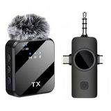 Coverzone Kablosuz Yaka Mikrofonu Tekli Mikrofon iPhone 16 ile Uyumlu TYPE-C/Aux/Lightning Portlu Telefon PC Tablet Video Kayıt Röportaj Canlı Yayın Vlog Kablosuz Mikrofon 1030