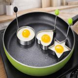 Coverzone Kalp,Yıldız,Yuvarlak Şekilli Yumurta Kalıbı Saplı – Saplı Omlet ve Pancake Şekillendirici Kalıp | Yapışmaz Tavaya Uyumlu, Burger, Sandviç, Omlet ve Pancake İçin Pişirme Halkası (3 Lü Set)