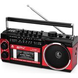 Coverzone Kaset Teyp Çalar,FM/AM/SW Kaset Kaydedici,/Bluetooth/Kart Girişi/Kayıt,Pilli/Elektrikli,PX-250BT