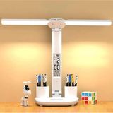 Coverzone Katlanabilir LED Masa Lambası Dijital Ekranlı Saat Tarih Sıcaklık Göstergeli USB 5V 1A 7W Dokunmatik Kontrollü Ayarlanabilir 180° Işık Açılı 2 Kalemlikli Masaüstü Aydınlatma | KA-71