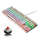 CoverZone Leaven K550 Kablolu Klavye Daktilo Tarzı Su Geçirmez LED Rgb Gökkuşağı Renler Mekanik Oyuncu Işıklı Klavye Ergonomik Tasarım Rahat 150CM Kablo Uzunluğu Kullanım Bilgisayar Pc Için - Beyaz