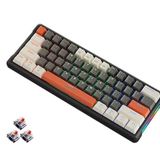 coverzone Leaven K610 Mini Kablolu Mekanik RGB Işıklı Klavye 61 Tuşlu Kırmızı Switch Kompak ve Şık Tasarım İngilizce Q Klavye 10cm x 29cm (Kahverengi - Beyaz)
