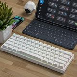 coverzone Leaven K620 Type-C Kablolu Klavye Led RGB 61 Tuşlu RGB Mekanik Oyuncu Işıklı Klavye Ergonomik Tasarım Bilgisayar PC için Gaming Keyboard Beyaz Renk Kırmızı Switch