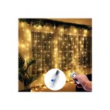 Coverzone Led Perde Işık 5M Sarı – Kornişe Takılabilir USB Güçlü, 10 Halkalı Bakır Tel, Uzaktan Kumanda