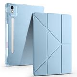 Coverzone Lenovo Idea Tab Pro ile uyumlu 12.7 TB-373FU Kılıf Kalem Koyma Bölmeli Stand Olan Uyku Modlu Suni Deri, Yarı transparan Silikon Arka Yüzey ergonomik yapılı, Attravtive Smart Cover Mavi