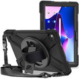 Coverzone Lenovo Tab M10 TB-328F 3. Jenerasyon ile Uyumlu Kılıf El Tutamaçlı Standlı Full 360 Koruma Z-Defender Rugged Tablet Kılıf Siyah