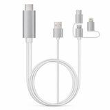 Coverzone Lightning Type-C Micro USB to HDMI Görüntü Aktarma Kablosu, iPhone iPad Android Telefon Tablet Uyumlu, 1080P 720P, Şarj Destekli Tak Çalıştır | L6M-3M