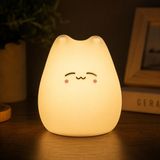 Coverzone Little Cat Şarjlı Silikon Gece Lambası USB Type-C, Dokunmatik RGB LED Çocuk Gece Lambası, 7 Renk Değiştiren Kedi Masa Lambası, Bebek Odası, Yatak Odası, Dekoratif Ambiyans Işığı | L76