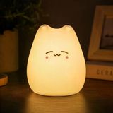 Coverzone Little Cat Şarjlı Silikon Gece Lambası USB Type-C, Dokunmatik RGB LED Çocuk Gece Lambası, 7 Renk Değiştiren Kedi Masa Lambası, Bebek Odası, Yatak Odası, Dekoratif Ambiyans Işığı | L76