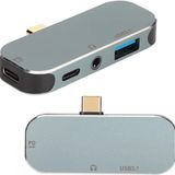 Coverzone Mini Boy USB C Hub Adaptör 3.5 Kulaklık Bağlantı Noktası Type-C Tipi USB 3.0 Çevirici Hub 5'i 1 Arada 10GBPS 100W Alüminyum Alaşımlı Malzeme Android, Os X, Windows Uyumlu YX04
