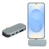 Coverzone Mini Boy USB C Hub Adaptör, Galaxy S23 S24 S25 ile Uyumlu 3.5 Kulaklık Bağlantı Noktası Type-C Tipi USB 3.0 Çevirici Hub 5'i 1 arada 10Gbps 100W Alüminyum Alaşımlı Malzeme YX04