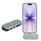 Coverzone Mini Boy USB C Hub Adaptör, iPhone 15, 16, 17 ile Uyumlu 3.5 Kulaklık Bağlantı Noktası Type-C Tipi USB 3.0 Çevirici Hub 5'i 1 arada 10Gbps 100W Alüminyum Alaşımlı Malzeme YX04