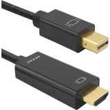 CoverZone Mini Displayport To HDMI Kablo – 4K UHD 1080P Destekli, Tak Çalıştır, Ses ve Görüntü Aktarım Adaptörü, Laptop – Monitör – Tv Bağlantısı Için Dönüştürücü Kablo | 1.8 Metre | ZR167 - Siyah