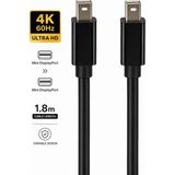 CoverZone Mini Displayport To Mini Displayport Kablo 1.8 Metre 4K Ultra Hd Görüntü ve Ses Aktarım Kablosu Thunderbolt 1/2 Uyumlu MacBook iMac Monitör Projeksiyon | ZR134 - Siyah