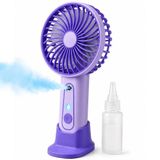 Coverzone Mini Fan Vantilatör Şarjlı Su Buharlı Taşınabilir Masa Fanı Buharlı Serinletme, Ev Ofis Kamp Seyahat El Tipi Sulu Fan Telefon Tutucu Özellikli Masaüstü Ofis Için Vantilatör K25 Mor