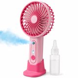 Coverzone Mini Fan Vantilatör Şarjlı Su Buharlı Taşınabilir Masa Fanı Buharlı Serinletme, Ev Ofis Kamp Seyahat El Tipi Sulu Fan Telefon Tutucu Özellikli Masaüstü Ofis Için Vantilatör K25 Pembe