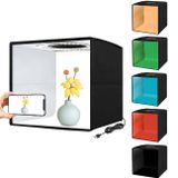 Coverzone Mini Resim ve Fotoğraf Stüdyosu Işık Kutusu 40cm x 40cm Fotoğraf Çekim Çadırı Taşınabilir Katlanabilir +6 Çeşit Küçük Ürünler İçin Çift Taraflı Renkli Arka Planlar