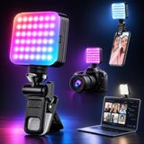 Coverzone Mini RGB LED Dolgu Işığı, 108 LED, 6W, 2000mAh, 2500-9000K, CRI≥95,%0-100 Ayarlanabilir Parlaklık, 7 Geçişli Renk, USB-C, 1/4 Vida Bağlantısı, 360° Açı, SOS Flaş, ABS+PC | XK-FL02