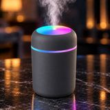 CoverZone Mini USB Hava Nemlendirici 300 ml Ultrasonik Soğuk Buhar Makinesi 7 Renk LED Gece Işıklı 2 Buhar Modlu Sessiz Masaüstü Nemlendirici, DQ-107 - Gri