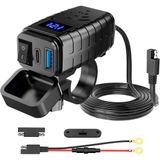 Coverzone Motosiklet Hızlı Şarj Cihazı 12V-24V Su Geçirmez Çift USB Type-C PD Hızlı Şarj Portu Gidon Bağlantılı Telefon Tablet Şarj Adaptörü, Motosiklet, Bisiklet, Atv, Tekne, Motor Aksesuarı MT4