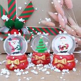 Coverzone Noel Baba ve Noel Ağacı 3'lü Set Masaüstü Pilli Işıklı Cam Küre Aydınlatma Dekoratif Hediyelik Yılbaşı veya Doğum Günlerine Yılbaşı Ağacı Özel Tasarım 6cm x 4cm No:6