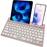 Coverzone Onezero Bluetooth Klavye Multi Fonksiyonel Kablosuz Klavye 2 Cihaza Geçişi iPad Tablet Akıllı Telefon MacBook Android iOS Windows için Entegre Stand Tutuculu Rose Gold Türkçe Klavye ZR20
