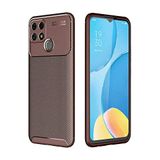 Coverzone Oppo A15 İle Uyumlu Kılıf Karbon Delüx Tpu Silikon Kahverengi