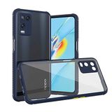 Coverzone Oppo A54 İle Uyumlu Kılıf Lastik Desen Kenar Kamera Korumalı Arkası Şeffaf Halx Lacivert