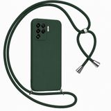 Coverzone Oppo A5S / A7 ile Uyumlu Özel Üretim Ayarlanabilir İpli Boyun Askılı Silikon Kılıf Kadife İç Yapılı Viper Boyun Çapraz Taşıma Özellikli Asılabilen İpli Telefon Kılıfı Haki