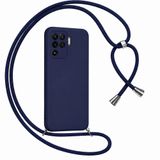 Coverzone Oppo A5S / A7 ile Uyumlu Özel Üretim Ayarlanabilir İpli Boyun Askılı Silikon Kılıf Kadife İç Yapılı Viper Boyun Çapraz Taşıma Özellikli Asılabilen İpli Telefon Kılıfı Lacivert