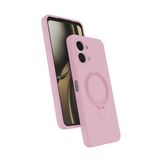 Coverzone Oppo A6 Pro ile uyumlu Kılıf MagSafe ile uyumlu Z-Samara Kapak Wireless Şarj Özellikli Stand Olabilen Oppo A6 Pro kilif Pembe