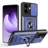 Coverzone Oppo Reno 13F 5G ile Uyumlu PhoenixShield Sürgülü Kamera Korumalı Kapak, Tam Koruma Manyetik Vega Kapak Kılıf Lacivert