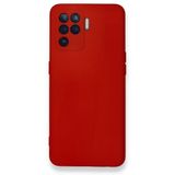 Coverzone Oppo Reno 5 Lite İle Uyumlu Kılıf Z-Mara Lansman Vieri Tam Koruma Arka Kapak Kamera Koruma Çıkıntılı Pürüzsüz Yüzey Kırmızı