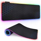 CoverZone Oyuncu Rgb Mousepad ve Klavye Pad Mavi Altıgen Desenli Blue Hex Tasarım Işıklı 80CM x 30CM Mouse Pad
