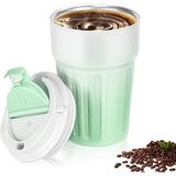 Coverzone Paslanmaz Çelik Su Matarası Spor Matarası, Kapaklı 400 ml, Sızdırmaz Çocuk Şişesi, Ev Ofis Okul Kamp yada Tatilde Kullanıma Uygun, Fitness Su Şisesi (Yeşil)