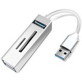 Coverzone Pc Usb Çoklayıcı 3.0 Hub Usb to Usb 5in1 Port Hızlı Aktarım 5Gbps Usb Hafıza Kart Okuyucu PC Bilgisayarlar A803
