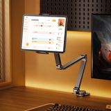 Coverzone Premium Alüminyum Tablet ve Telefon Standı, iPad ile Uyumlu, 4.7-12.9 inç Uyumlu 360° Döner Kelepçeli Masa Tutucu, Ayarlanabilir, Güçlü Sıkıştırma, T01 Flat