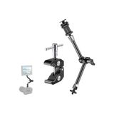 Coverzone Premium Profesyonel Magic Arm DSLR Kamera Tutucu Süper Kelepçe Mengene Stand, 1/4 3/8 Dişli Masa Gidon Monitör Mikrofon Aksiyon Kamera Sabitleme, MG04
