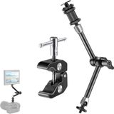 Coverzone Premium Profesyonel Magic Arm DSLR Kamera Tutucu Süper Kelepçeli Mengene Stand, 1/4 3/8 Dişli Flaş Pabuçlu Esnek Mafsallı Kol Masa Gidon Monitör Mikrofon Aksiyon Kamera Sabitleme, MG04