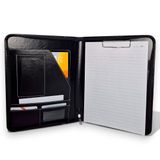 Coverzone Premium Suni Deri Sekreterlik – Mandallı Evrak Tutucu, Tablet Bölmeli Organizer, Çok Gözlü Evrak Dosyası (Hesap Makinesiz Model), Fermuarlı (32.5 × 25 cm), Siyah