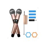 Coverzone Profesyonel Kablosuz Mikrofon Seti 2’li UHF 50m Şarjlı TTD-M20 Rose Gold