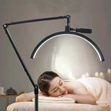 Coverzone Profesyonel Led Hilal Işık 3 Modlu Telefon Tutuculu Makeup Klinik İpek Kirpik Protez Tırnak Botoks Dolgu Estetisyen Yarım Ay Led C-Kelepçe İle Masa Kenarına Sıkıştırılabilir Metal Işık Stand