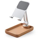 Coverzone Profesyonel Tok Alüminyum Stand Ahşap Tabanlı Business Model A Sınıfı Malzeme Döner Tablet Akıllı Telefon Standı Masaüstü Stand Katlanabilir Cep Telefonu Telefon Tutucu A.Kahverengi TM01