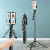 Coverzone Profesyonel Tripod Ve Selfie Çubuğu L16 Bluetooth Uzaktan Kumandalı Cep Telefonu Yüksekliği Ayarlanabilir Masaüstü Portatif Taşınabilir İç ve Dış Mekan Evde Tatilde Kampda Kullanıma Uygun