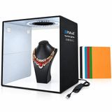 Coverzone Puluzz 30x30x30 cm Katlanabilir LED Fotoğraf Çekim Çadırı Stüdyo Işık Kutusu, 120 LED Halka Işık, CRI95, USB Güç,%1-100 Parlaklık Ayarı, 6 Renk Arka Fonlu Ürün Fotoğraf Çekim Seti (PU5032B)