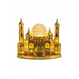 Coverzone Ramazan Kandil LED Masa Lambası, Altın Renk Cami Tasarımlı Gösterişli Dekoratif Gece Işığı