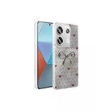 Coverzone Redmi Note 13 Pro 4G İle Uyumlu Figürlü Ponti Silikon Telefon Kılıfı Gümüş Kurdele